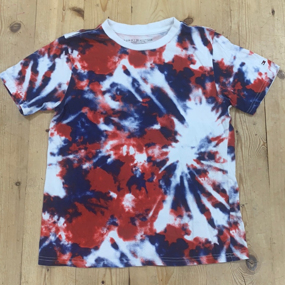 Tommy Hilfiger T-shirt Tie Dye Youth M Red White & Blue 4th of July Patriotic